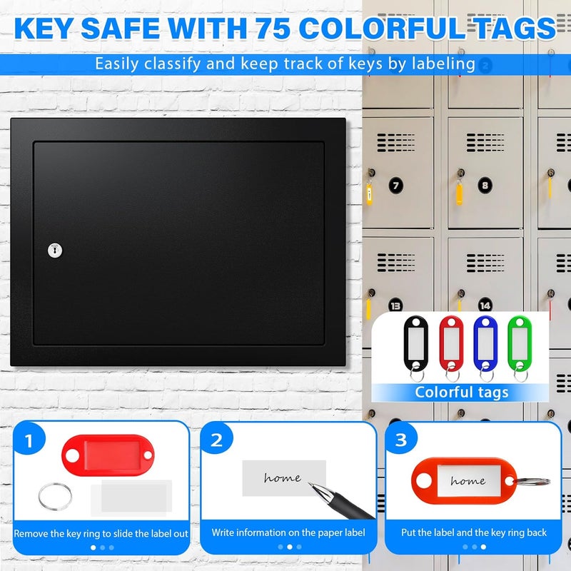 Oepmoc 75 Keys Key Lock Box, Anti-Theft Key Cabinet with Key Tags, Key Organizer Wall Mount for Car Garage House Rental Office Business - Image 5